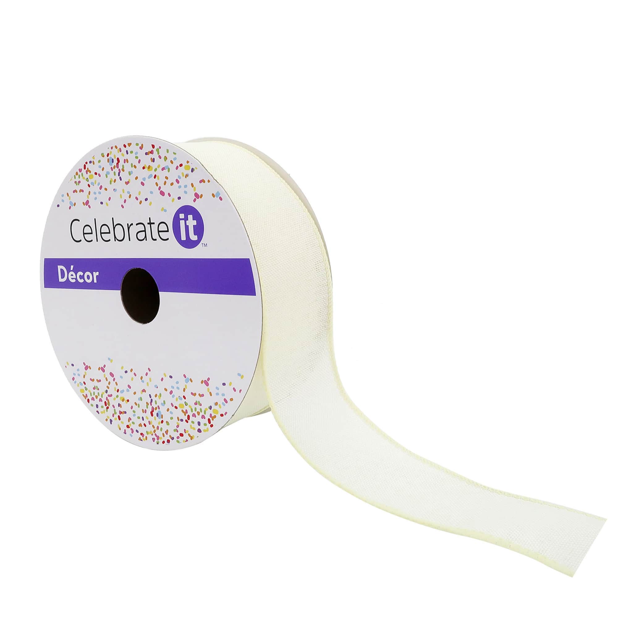 1.5" x 30ft. Ivory Faux Linen Wired Ribbon by Celebrate It™